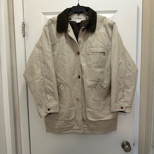 L.L. Bean Cream Barn Jacket with Olive Collar
